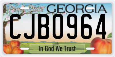 GA license plate CJB0964