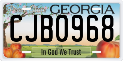 GA license plate CJB0968