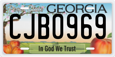 GA license plate CJB0969