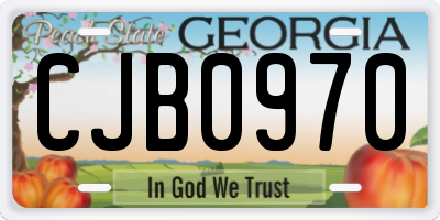 GA license plate CJB0970
