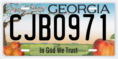 GA license plate CJB0971