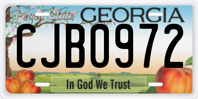 GA license plate CJB0972