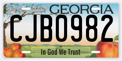 GA license plate CJB0982