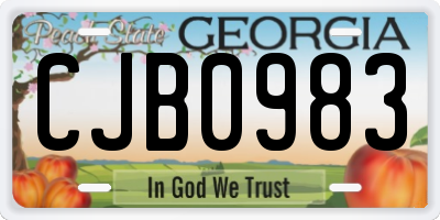 GA license plate CJB0983