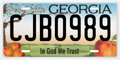 GA license plate CJB0989