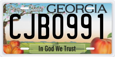 GA license plate CJB0991