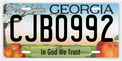 GA license plate CJB0992