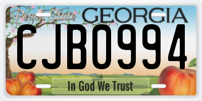 GA license plate CJB0994