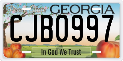 GA license plate CJB0997