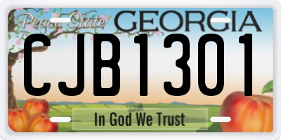GA license plate CJB1301