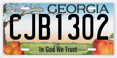GA license plate CJB1302