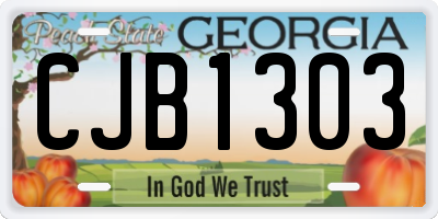 GA license plate CJB1303