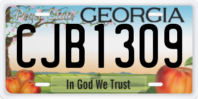 GA license plate CJB1309