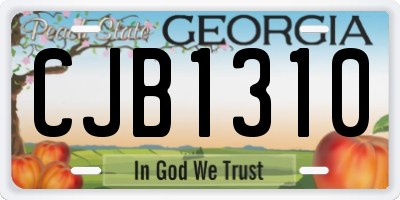 GA license plate CJB1310