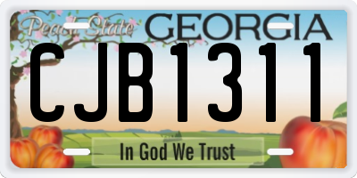 GA license plate CJB1311
