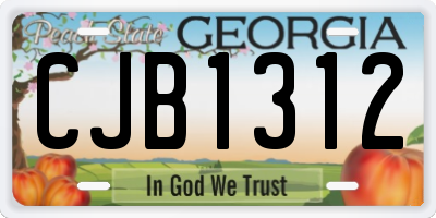 GA license plate CJB1312