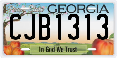 GA license plate CJB1313