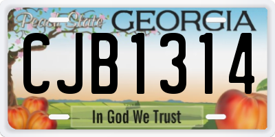 GA license plate CJB1314