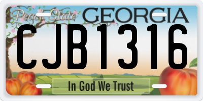 GA license plate CJB1316