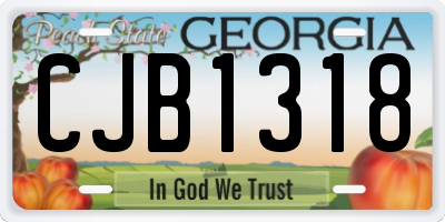 GA license plate CJB1318