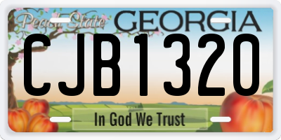 GA license plate CJB1320
