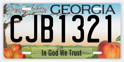 GA license plate CJB1321