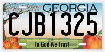 GA license plate CJB1325