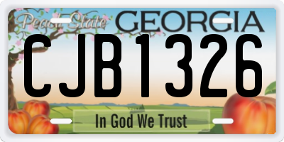 GA license plate CJB1326
