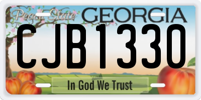 GA license plate CJB1330
