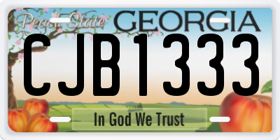 GA license plate CJB1333