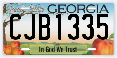 GA license plate CJB1335