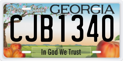 GA license plate CJB1340