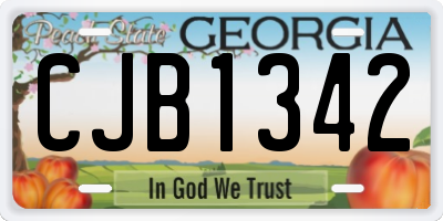 GA license plate CJB1342