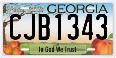 GA license plate CJB1343