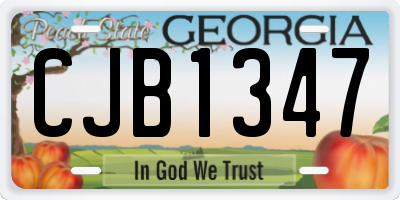 GA license plate CJB1347