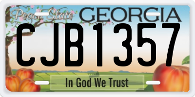 GA license plate CJB1357