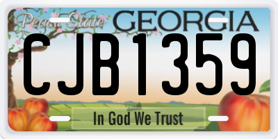 GA license plate CJB1359
