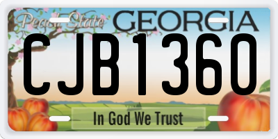 GA license plate CJB1360