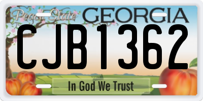 GA license plate CJB1362