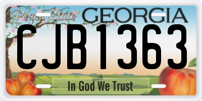 GA license plate CJB1363