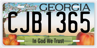 GA license plate CJB1365
