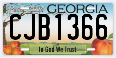 GA license plate CJB1366