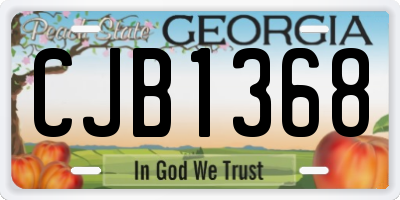 GA license plate CJB1368