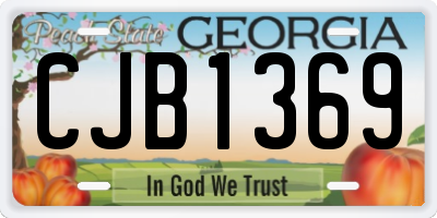 GA license plate CJB1369