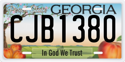 GA license plate CJB1380