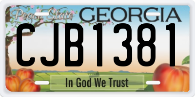 GA license plate CJB1381
