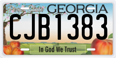 GA license plate CJB1383