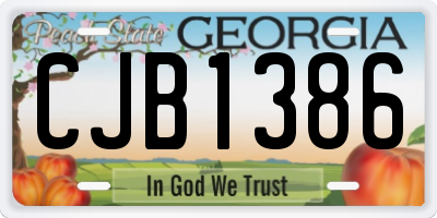 GA license plate CJB1386