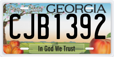 GA license plate CJB1392