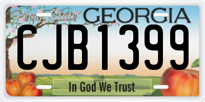 GA license plate CJB1399